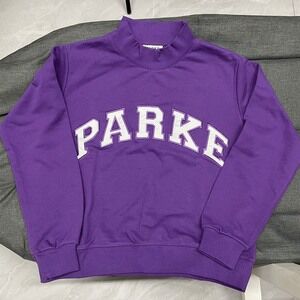 PARKE Purple Varsity Letter Crewneck Sweatshirt
